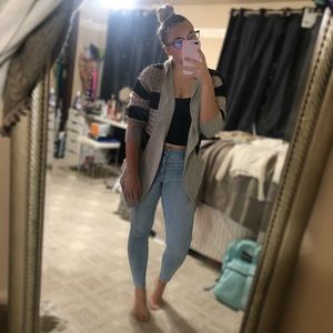 Black and grey striped cardigan